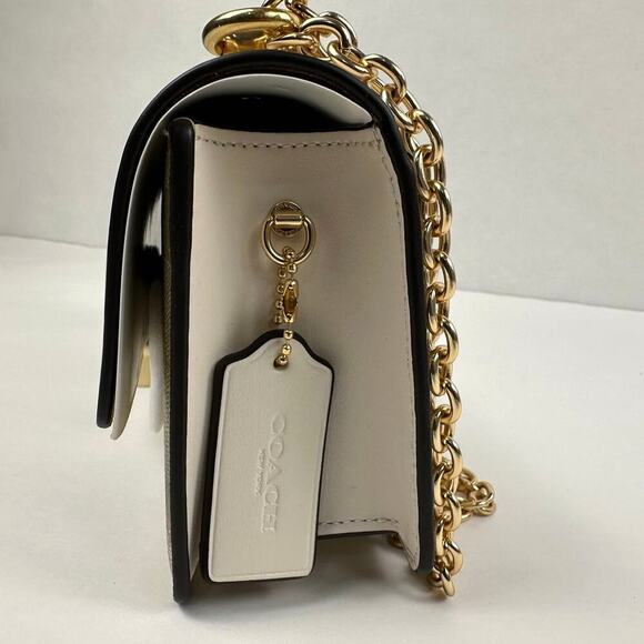 Coach Eliza Flap Crossbody Bag In Signature Canvas In Light Khaki/Chalk CP009 - Picture 6 of 10